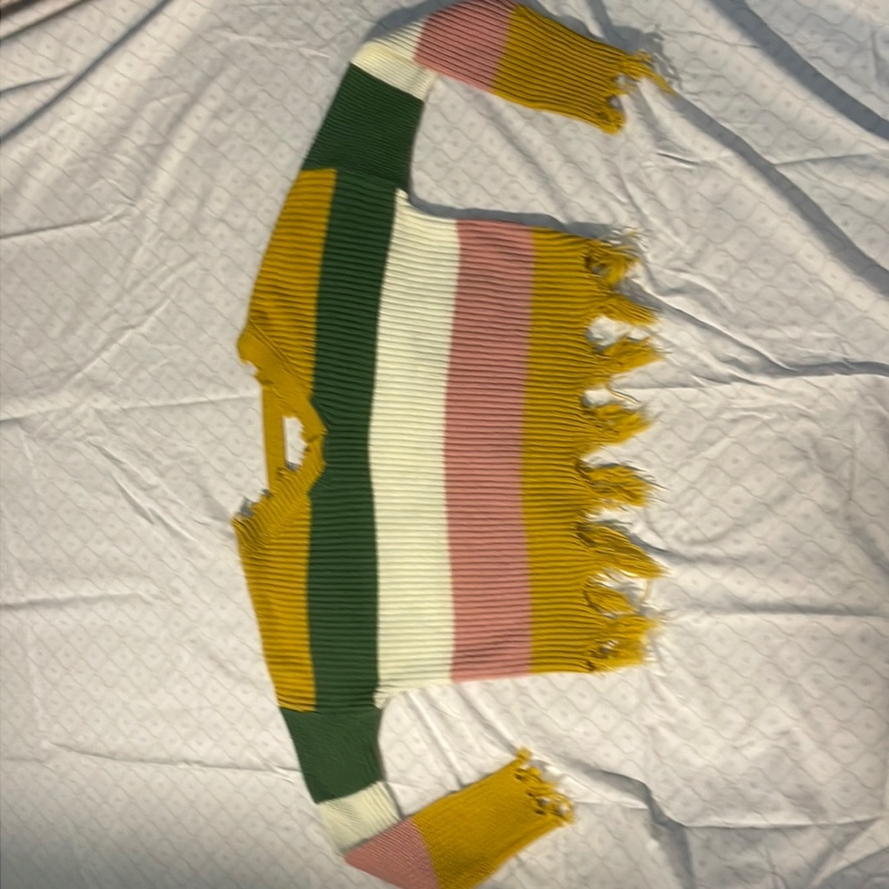 Rainbow Fringe Woven Sweater Juniors S